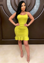 Women's Sexy Low Back Solid Color Strap A-Line Dress