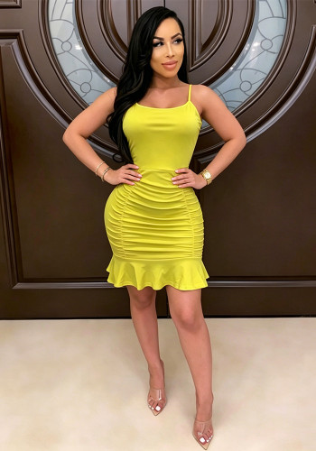 Women's Sexy Low Back Solid Color Strap A-Line Dress