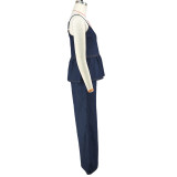 Women's Summer Sleeveless Strap Denim Pants Set