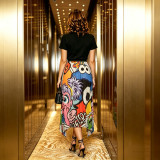 Women's Sweet Cartoon Print Pleated Skirt