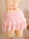 Women's Holidays Floral Embroidery Bikini Beach Skirt Three-Piece Swimsuit