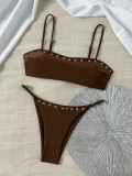 Women's Summer Beach Holidays Rivet Strap Bikini Two-Piece Swimsuit