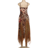 Women's Summer Chic Street Trend Mesh Patchwork Low-Cut Strap Dress