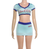 Women's Summer Crop Short Sleeve T-Shirt Shorts Set