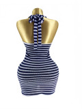 Women's Summer Halter Neck Low Back Bodycon Mini Dress