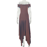 Women's Streetwear Off-Shoulder Slim Fit Solid Color Casual Sleeveless Mid-Waist Sexy Maxi Dress