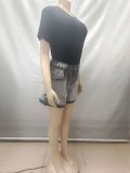 Women's High Waist Casual Street Fashion Gradient Color Denim Shorts