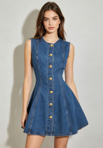Women's Fashion Sleeveless A-line Denim Dress Women's Fashion Sleeveless A-line Denim Dress