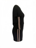 Women's Summer Patchwork Asymmetric Short Sleeve Top and Tight Fitting Shorts Two-Piece Set