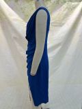 Women's Summer V-Neck Sleeveless Slit High Waist Evening Formal Party Maxi Gown Dress