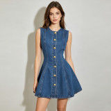 Women's Fashion Sleeveless A-line Denim Dress