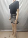 Women's High Waist Casual Street Fashion Gradient Color Denim Shorts