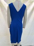 Women's Summer V-Neck Sleeveless Slit High Waist Evening Formal Party Maxi Gown Dress