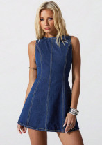 Women's Sleeveless Low Back Denim Dress Women's Sleeveless Low Back Denim Dress