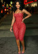 Women's Slim Fit Sexy Strapless Fashion Print Polka Dot Halter Neck Jumpsuit