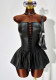 Women's Chic Strapless Sexy Low Back Lace-Up Slim Waist Pocket PU Leather Slim Fit A-line Dress