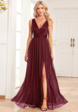 Women's Summer Plus Size Formal Party Deep V Sequin Mesh Bridesmaid Evening Gown Maxi Dress