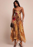 Women's Summer Chic Street Trend Mesh Patchwork Low-Cut Strap Dress
