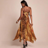 Women's Summer Chic Street Trend Mesh Patchwork Low-Cut Strap Dress