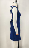 Women's Sleeveless Low Back Denim Dress