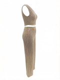 Women's Summer One-Shoulder Tight Fitting Crop Top and Wide Leg Pants Two-Piece Set