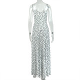 Women's Sweet Polka Dot Fashion Holidays Low-Cut Slim Fit Strap Long Dress