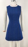 Women's Sleeveless Low Back Denim Dress