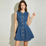 Women's Fashion Sleeveless A-line Denim Dress