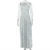 Women's Sweet Polka Dot Fashion Holidays Low-Cut Slim Fit Strap Long Dress