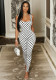 Women's Black and White Polka Dot Slim Waist Print Sports Slim Fit Strap Jumpsuit