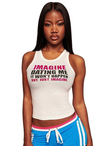 Women's Fashion Letter Print Camisole Vest