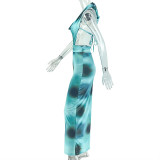 Women's Sexy Luxury Cowl Neck Slim Fit Low-Cut Streetwear Low Back Lace-Up Bodycon Long Dress