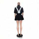 Women's Casual Color Block Quick Dry Bubble Skirt Set