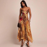 Women's Summer Chic Street Trend Mesh Patchwork Low-Cut Strap Dress