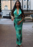 Women's Sexy Luxury Cowl Neck Slim Fit Low-Cut Streetwear Low Back Lace-Up Bodycon Long Dress