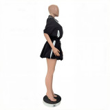 Women's Casual Color Block Quick Dry Bubble Skirt Set