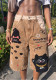 Women's Cat Towel Embroidered Patchwork Plaid Capri Denim Pants