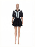 Women's Casual Color Block Quick Dry Bubble Skirt Set