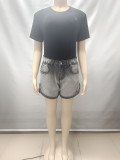 Women's High Waist Casual Street Fashion Gradient Color Denim Shorts