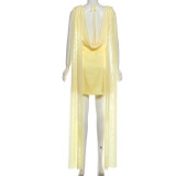 Women's Summer Fashion Chic Elegant Low-Cut Cowl Neck Solid Color High Waist Slim Fit Dress