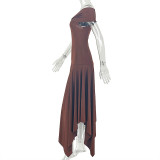Women's Streetwear Off-Shoulder Slim Fit Solid Color Casual Sleeveless Mid-Waist Sexy Maxi Dress