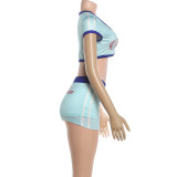 Women's Summer Crop Short Sleeve T-Shirt Shorts Set