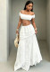 Women Beach Holidays Summer Sexy Off-Shoulder Strapless Top and Skirt Two-piece Set