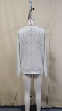 Women hollowed-out jacquard coconut tree long-sleeved top