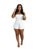 Women Casual Off-Shoulder Button Jumpsuit