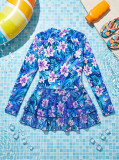 Women Bikini Mesh Patchwork Zipper Printed One-Piece Swimwear