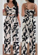 Women Summer Printed Top and Tie-up Wide-Leg Pants Two-piece Set