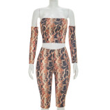 Women Printed Strapless Top with Sleeves and Three-Piece Pants