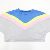 Women Casual Color Block Round Neck Top and Pant Two-Piece Set