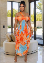 Women Sexy Beach Print Dress Women Sexy Beach Print Dress